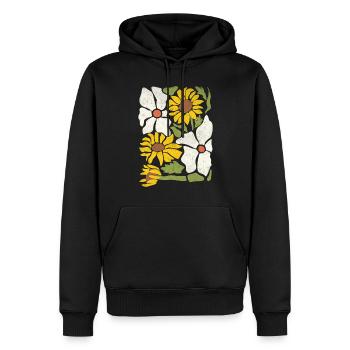 Boho Wildblumen mit Sonnenblumen und Gänseblümchen - Männer Premium Bio Hoodie - Schwarz - Vorne - Nico (187cm)