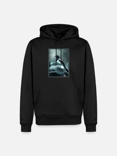 Elstern Elster - Männer Premium Bio Hoodie - Schwarz