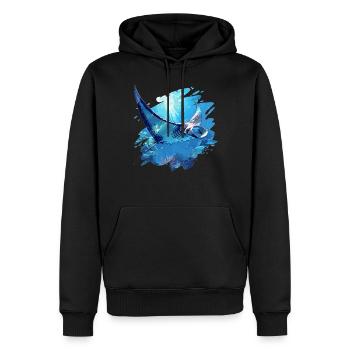 Raies manta Raies manta - Sweat à capuche Premium bio Homme - noir - Devant - Nico (187cm)