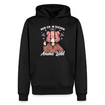 Juste une fille qui aime les mangas Kawaii animés - Sweat à capuche Premium bio Homme - noir - Devant - Nico (187cm)