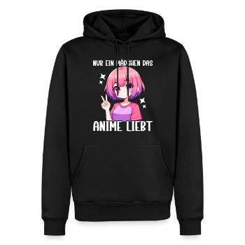 Juste une fille qui aime les mangas Kawaii animés - Sweat à capuche Premium bio Homme - noir - Devant - Nico (187cm)