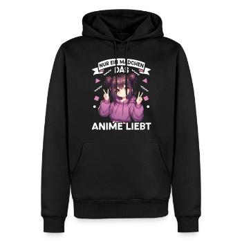 Juste une fille qui aime les mangas Kawaii animés - Sweat à capuche Premium bio Homme - noir - Devant - Nico (187cm)
