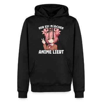 Juste une fille qui aime les mangas Kawaii animés - Sweat à capuche Premium bio Homme - noir - Devant - Nico (187cm)