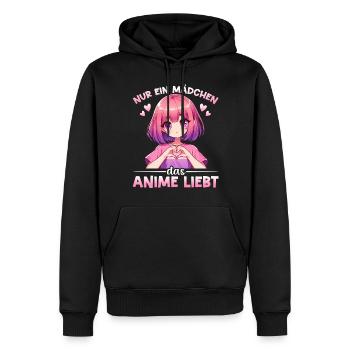 Juste une fille qui aime les mangas Kawaii animés - Sweat à capuche Premium bio Homme - noir - Devant - Nico (187cm)