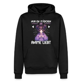 Juste une fille qui aime les mangas Kawaii animés - Sweat à capuche Premium bio Homme - noir - Devant - Nico (187cm)