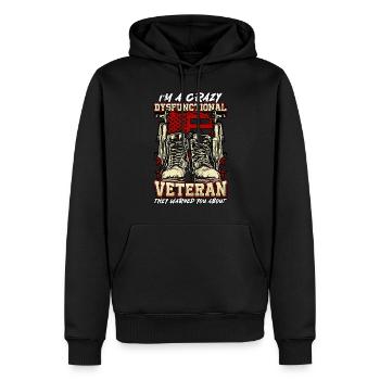 Dysfunktionaler Veteran They Warned You About - Männer Premium Bio Hoodie - Schwarz - Vorne - Nico (187cm)