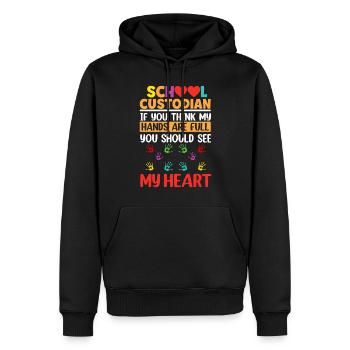 Wenn du denkst, meine Hände sind voll Hausmeisterschule - Männer Premium Bio Hoodie - Schwarz - Vorne - Nico (187cm)