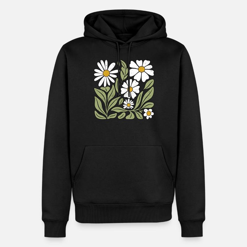 Gänseblümchen Blume Boho Blumen - Männer Premium Bio Hoodie - Schwarz