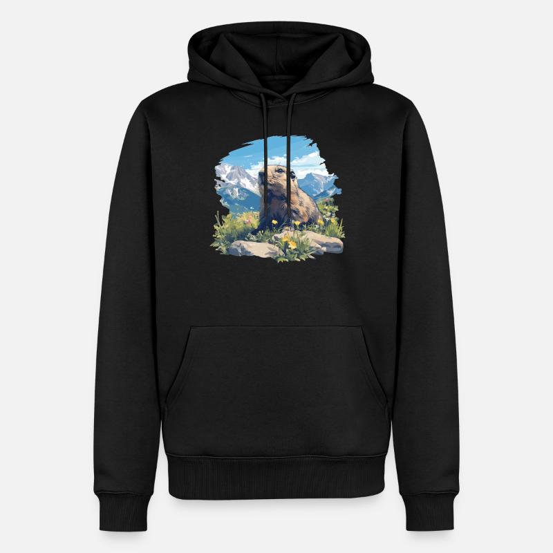 Murmeltiere Murmeltier - Männer Premium Bio Hoodie - Schwarz