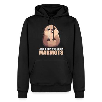 Marmottes Marmottes - Sweat à capuche Premium bio Homme - noir - Devant - Nico (187cm)