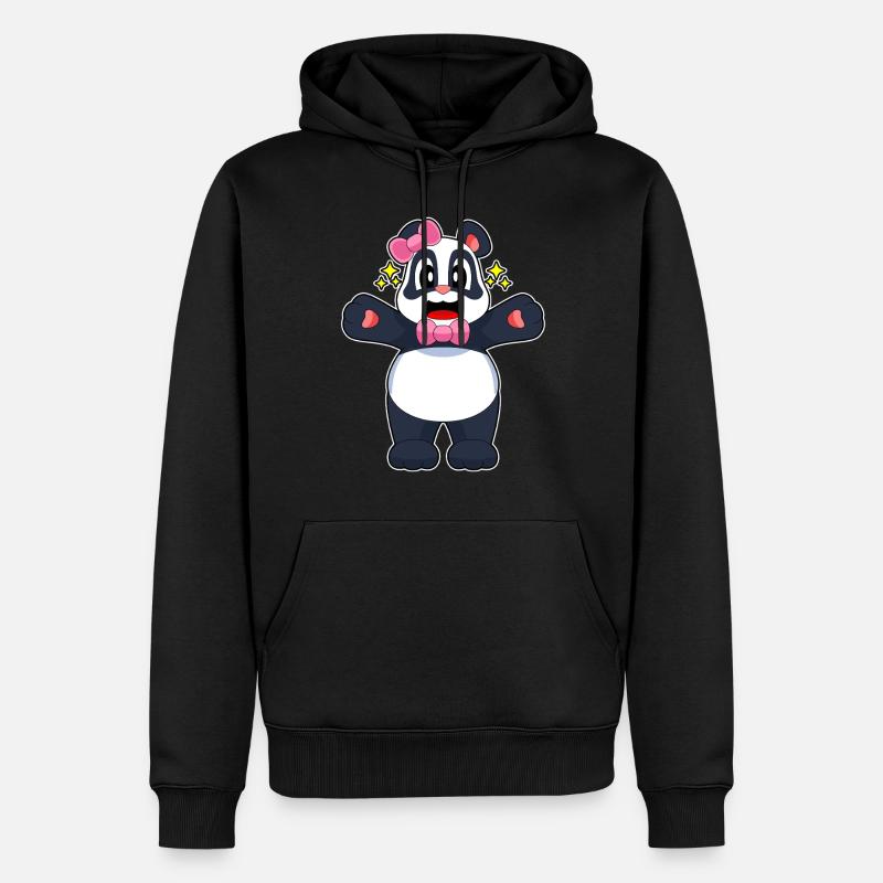 Panda Schleife - Männer Premium Bio Hoodie - Schwarz