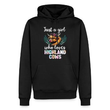 Scottish Highland Cow Scotland Farm - Men’s Premium Organic Hoodie - black - Front - Nico (187cm)