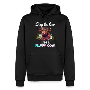 Scottish Highland Cow Scotland Farm - Men’s Premium Organic Hoodie - black - Front - Nico (187cm)