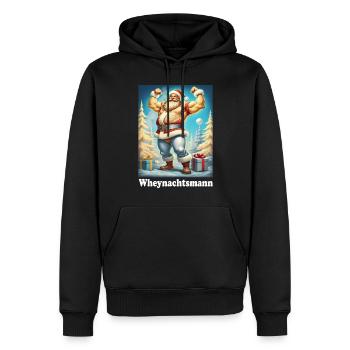 Gym de Noël Bodybuilder Wheynachtsmann - Sweat à capuche Premium bio Homme - noir - Devant - Nico (187cm)