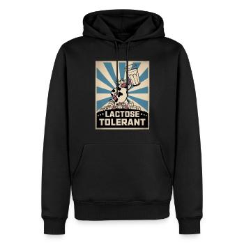 Lait tolérant au lactose - Sweat à capuche Premium bio Homme - noir - Devant - Nico (187cm)