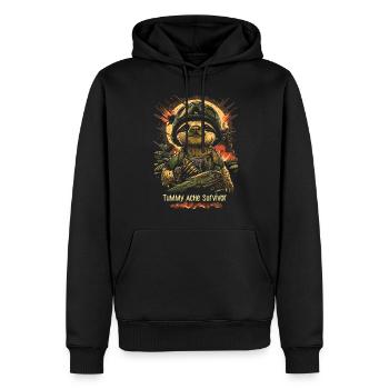 Drôle paresseux Meme mal d’estomac - Sweat à capuche Premium bio Homme - noir - Devant - Nico (187cm)