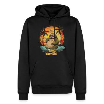 Drôle paresseux Meme mal d’estomac - Sweat à capuche Premium bio Homme - noir - Devant - Nico (187cm)
