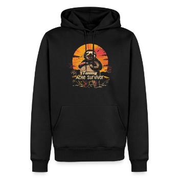 Drôle paresseux Meme mal d’estomac - Sweat à capuche Premium bio Homme - noir - Devant - Nico (187cm)