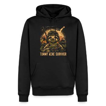 Drôle paresseux Meme mal d’estomac - Sweat à capuche Premium bio Homme - noir - Devant - Nico (187cm)