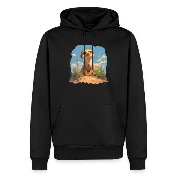 Meerkat Erdmännchen - Männer Premium Bio Hoodie - Schwarz - Vorne - Nico (187cm)