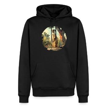 Meerkat Erdmännchen - Männer Premium Bio Hoodie - Schwarz - Vorne - Nico (187cm)