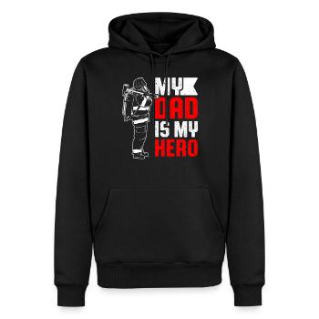 Mein Vater ist mein Held Rote Linie bei der Feuerwehr - Männer Premium Bio Hoodie - Schwarz - Vorne - Nico (187cm)