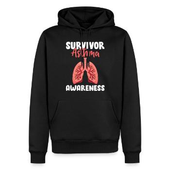 Survivant de l’asthme Sensibilisation Ruban Gris - Sweat à capuche Premium bio Homme - noir - Devant - Nico (187cm)