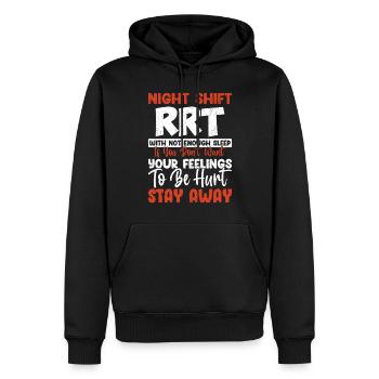 Quart de nuit RRT Pneumologie Thérapie respiratoire - Sweat à capuche Premium bio Homme - noir - Devant - Nico (187cm)