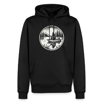 Pêche, Pêcheur, Pêcheur, Pêche, Bigfoot - Sweat à capuche Premium bio Homme - noir - Devant - Nico (187cm)