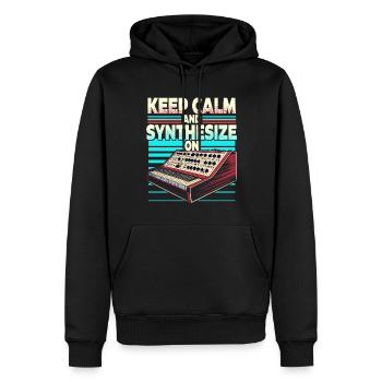 Synthesizer Synth Keep Calm And Synthesize On - Männer Premium Bio Hoodie - Schwarz - Vorne - Nico (187cm)