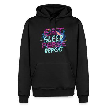 Linguiste computationnel Manger Dormir Analyser Répéter - Sweat à capuche Premium bio Homme - noir - Devant - Nico (187cm)
