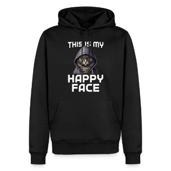 C’est mon visage heureux les chats - Sweat à capuche Premium bio Homme - noir - Devant - Nico (187cm)