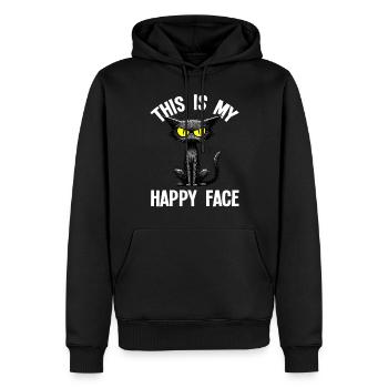 C’est mon visage heureux les chats - Sweat à capuche Premium bio Homme - noir - Devant - Nico (187cm)