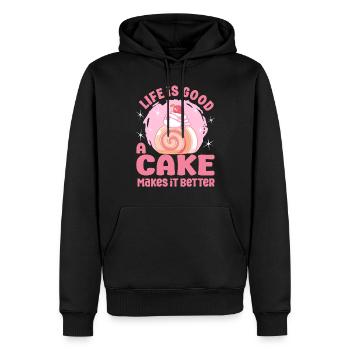 Cake Baker Life Is Good Cake Makes Better - Männer Premium Bio Hoodie - Schwarz - Vorne - Nico (187cm)