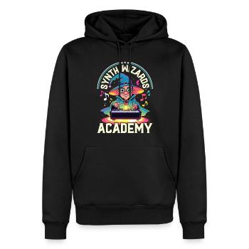 Synthesizer Synth Wizards Academy - Männer Premium Bio Hoodie - Schwarz - Vorne - Nico (187cm)