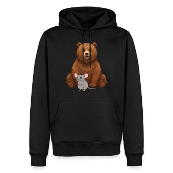 L’ours et la souris sont les meilleurs amis - Sweat à capuche Premium bio Homme - noir - Devant - Nico (187cm)