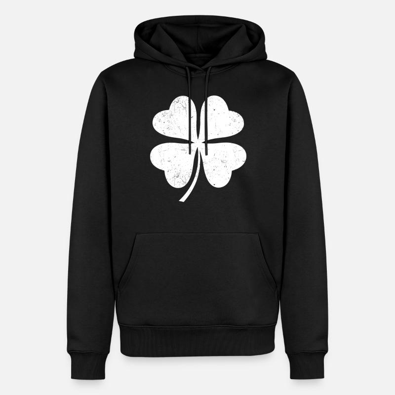 Trèfle blanc - Sweat à capuche Premium bio Homme - noir
