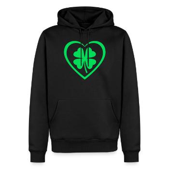 Kleeblatt Herz Glücksklee St. Patricks Day - Männer Premium Bio Hoodie - Schwarz - Vorne - Nico (187cm)