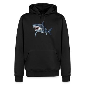 Grands requins blancs Grand requin blanc - Sweat à capuche Premium bio Homme - noir - Devant - Nico (187cm)