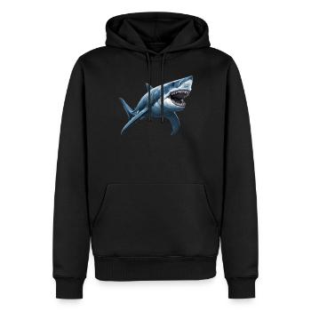 Grands requins blancs Grand requin blanc - Sweat à capuche Premium bio Homme - noir - Devant - Nico (187cm)