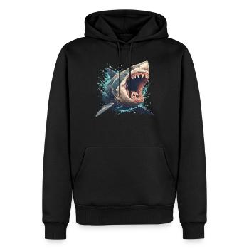 Grands requins blancs Grand requin blanc - Sweat à capuche Premium bio Homme - noir - Devant - Nico (187cm)