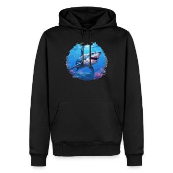 Grands requins blancs Grand requin blanc - Sweat à capuche Premium bio Homme - noir - Devant - Nico (187cm)