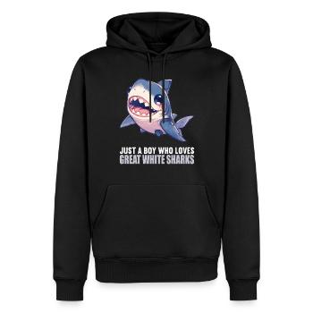 Grands requins blancs Grand requin blanc - Sweat à capuche Premium bio Homme - noir - Devant - Nico (187cm)
