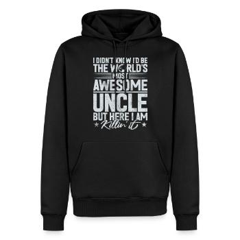 Meilleur oncle fier oncle citation humour - Sweat à capuche Premium bio Homme - noir - Devant - Nico (187cm)