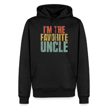 Meilleur oncle fier oncle citation humour - Sweat à capuche Premium bio Homme - noir - Devant - Nico (187cm)