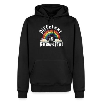 Ce qui est différent, c’est la belle inclusivité de l’arc-en-ciel - Sweat à capuche Premium bio Homme - noir - Devant - Nico (187cm)