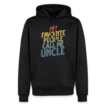 Meilleur oncle fier oncle citation humour - Sweat à capuche Premium bio Homme - noir - Devant - Nico (187cm)