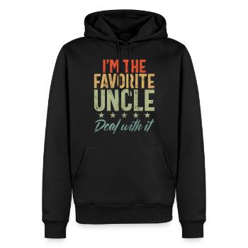 Meilleur oncle fier oncle citation humour - Sweat à capuche Premium bio Homme - noir - Devant - Nico (187cm)