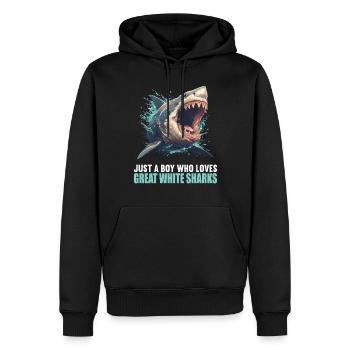 Grands requins blancs Grand requin blanc - Sweat à capuche Premium bio Homme - noir - Devant - Nico (187cm)