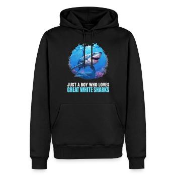 Grands requins blancs Grand requin blanc - Sweat à capuche Premium bio Homme - noir - Devant - Nico (187cm)